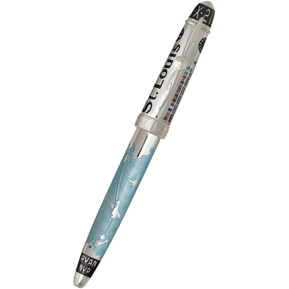 David Oscarson Spirit of St. Louis Fountain Pen - Charles Lindbergh Sky Blue-Pen Boutique Ltd
