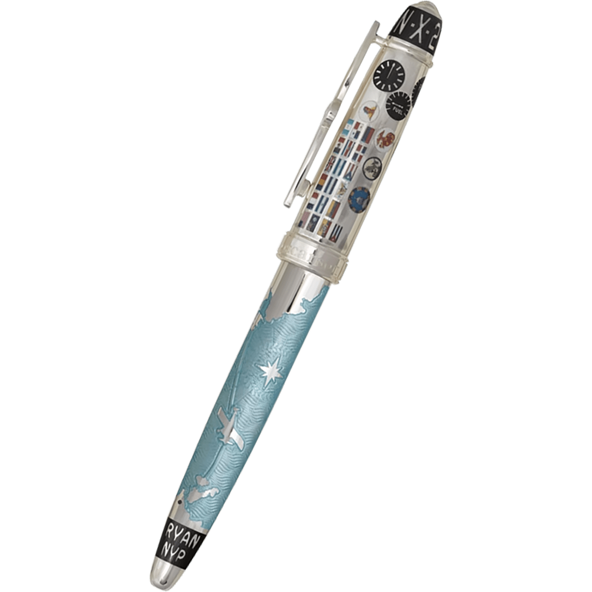 David Oscarson Spirit of St. Louis Fountain Pen - Charles Lindbergh Sky Blue - Pen Boutique Ltd