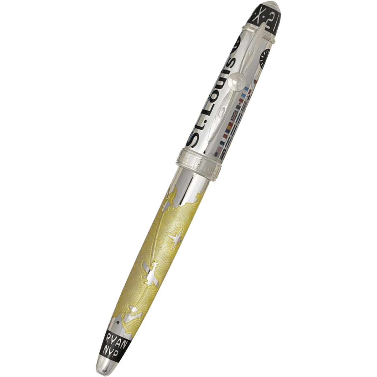David Oscarson Spirit of St. Louis Rollerball Pen - Charles Lindbergh Sunburst - Pen Boutique Ltd