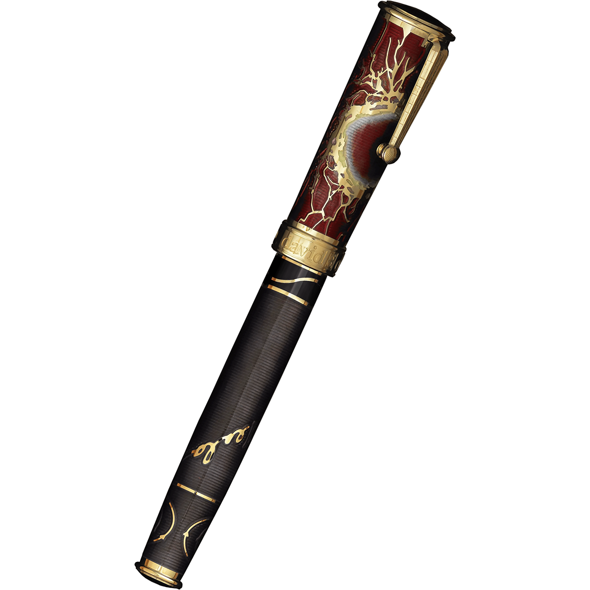 David Oscarson Tesla Fountain Pen - Translucent Black - Gold Trim-Pen Boutique Ltd