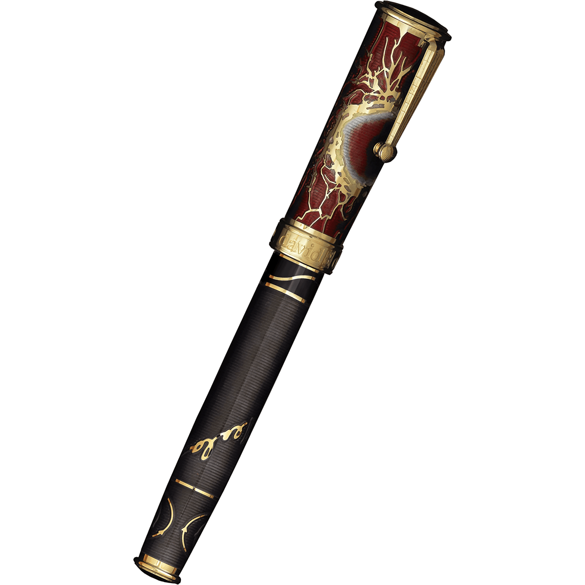 David Oscarson Tesla Fountain Pen - Translucent Black - Gold Trim - Pen Boutique Ltd