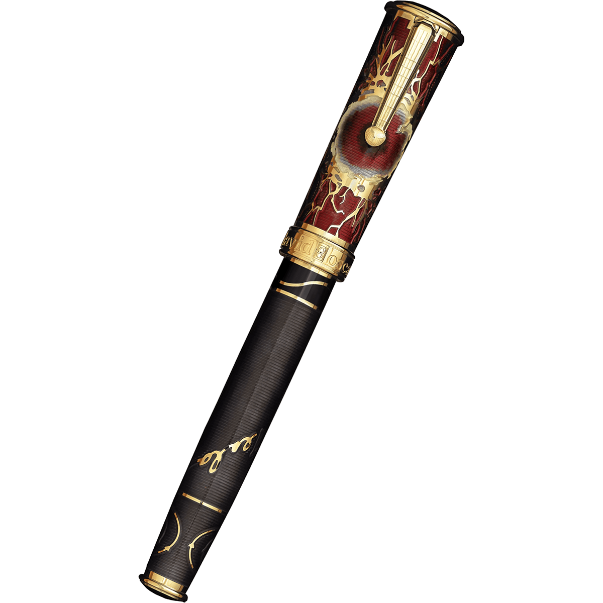 David Oscarson Tesla Fountain Pen - Translucent Black - Gold Trim - Pen Boutique Ltd