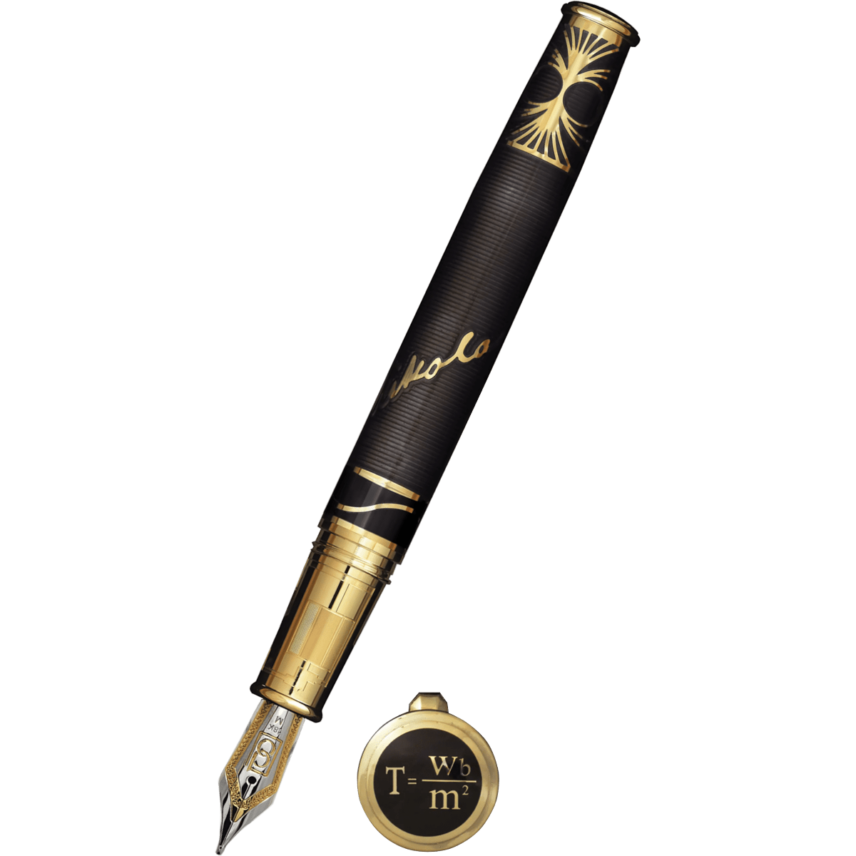 David Oscarson Tesla Fountain Pen - Translucent Black - Gold Trim - Pen Boutique Ltd