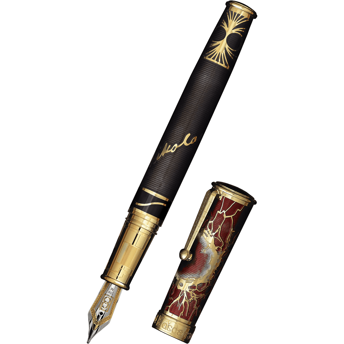 David Oscarson Tesla Fountain Pen - Translucent Black - Gold Trim - Pen Boutique Ltd