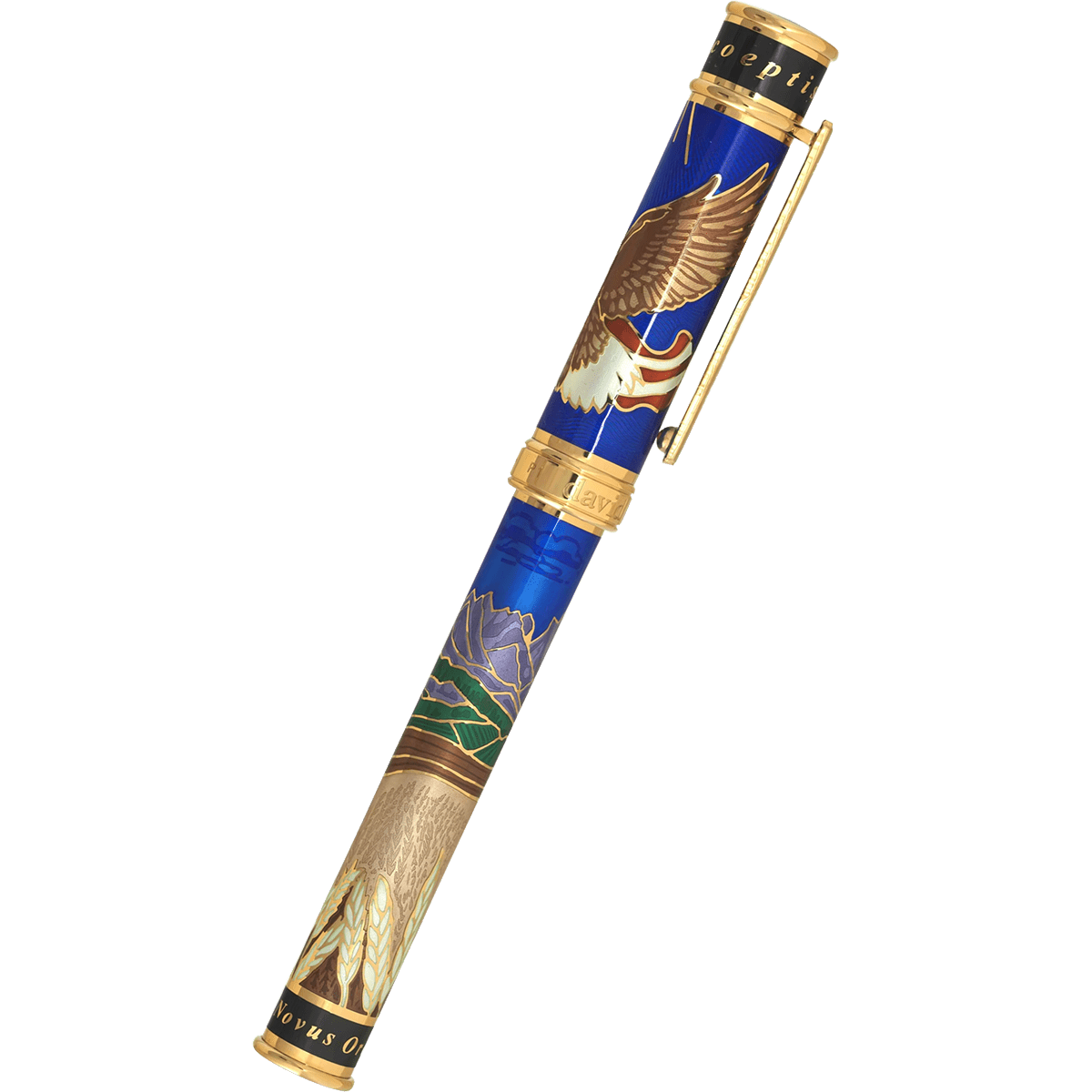 David Oscarson America The Beautiful Rollerball Pen - Sapphire - Gold Trim (Limited Edition) - Pen Boutique Ltd