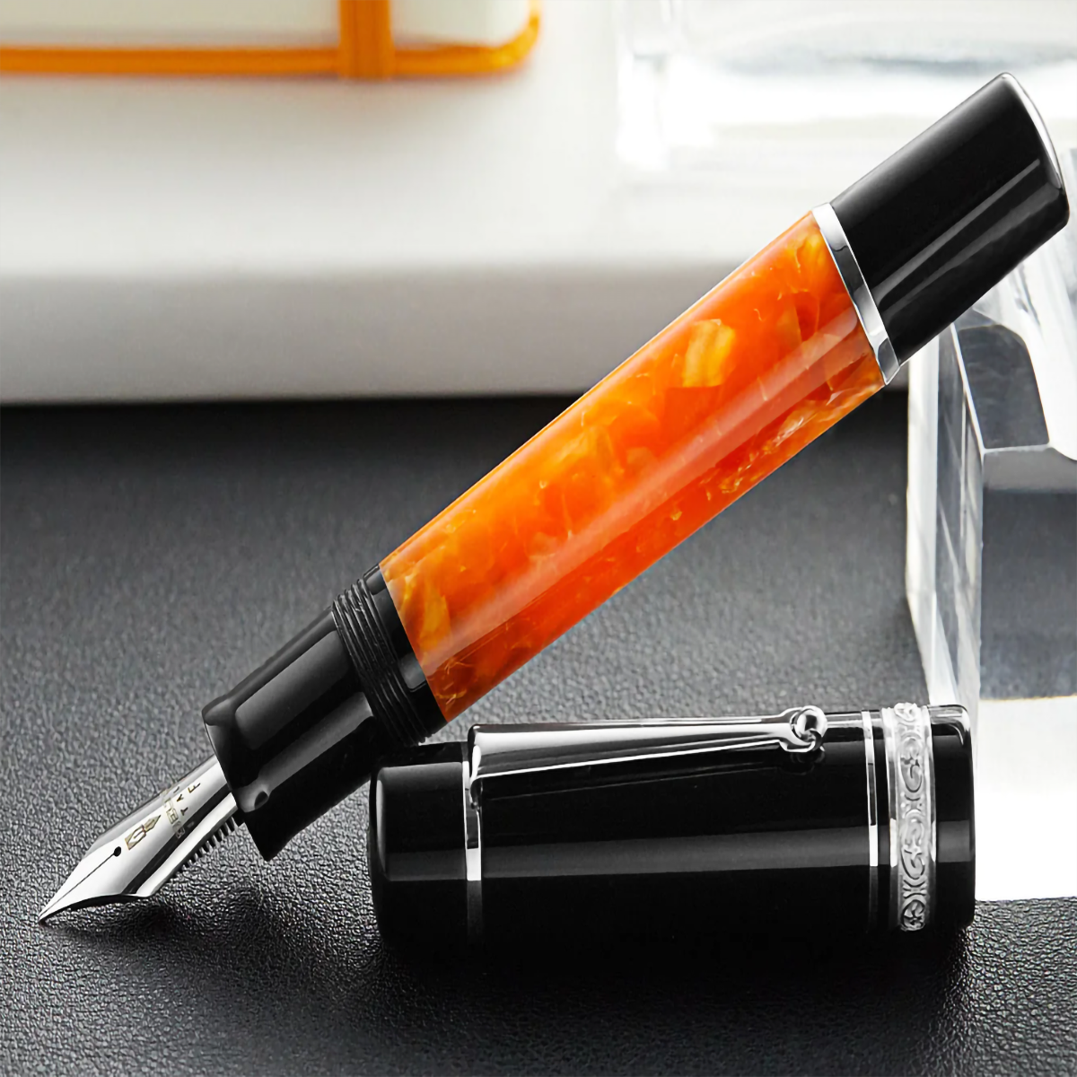 Delta Fountain Pen - DV Original - Palladium Trim - 14K (Oversize)-Pen Boutique Ltd