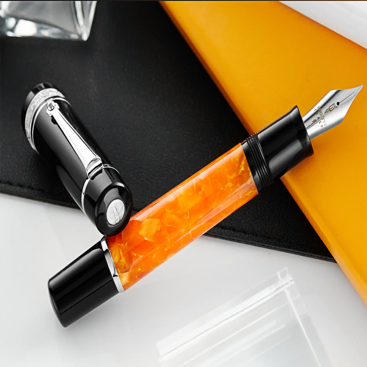 Delta Fountain Pen - DV Original - Palladium Trim - 14K (Oversize)-Pen Boutique Ltd