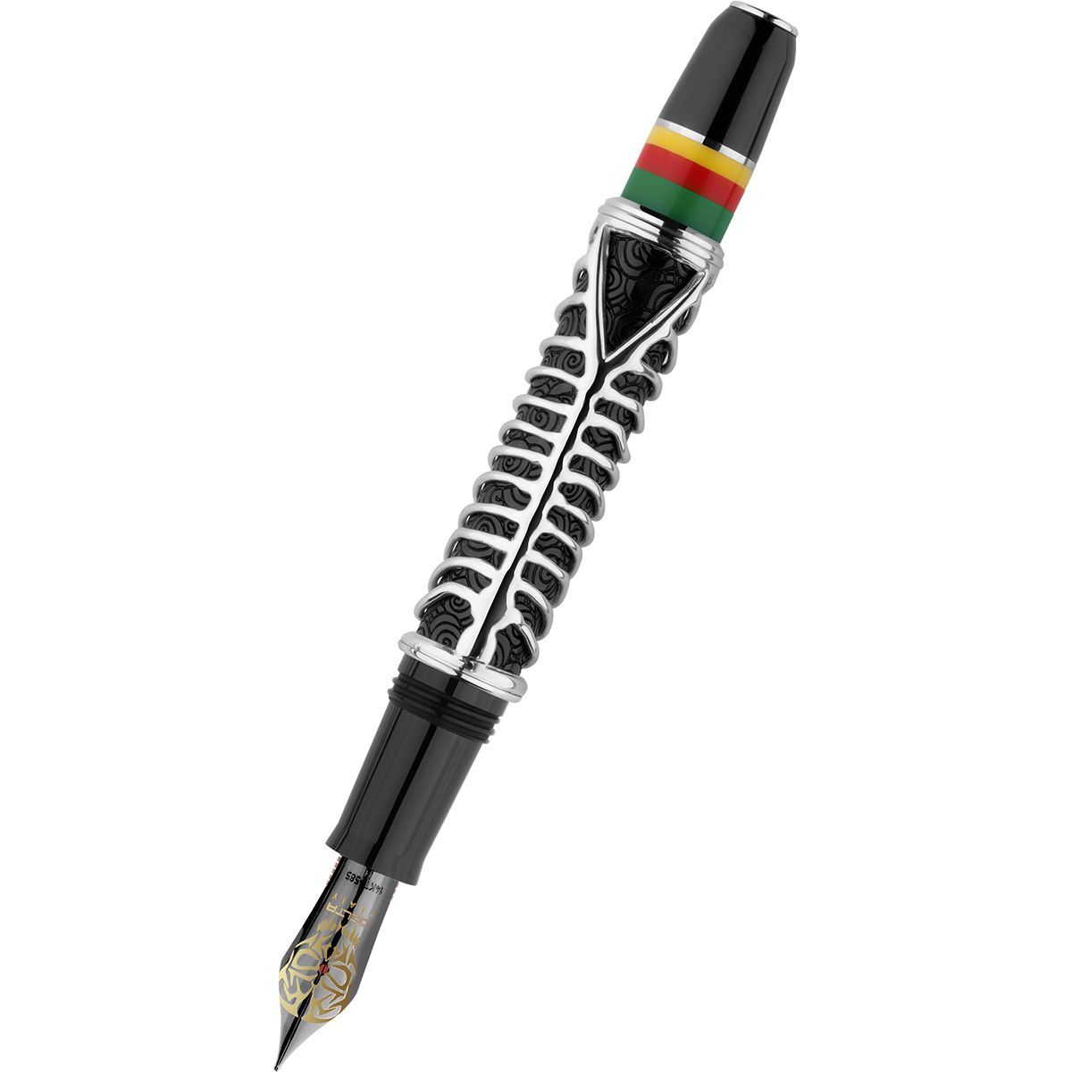 Delta Indigenous People Fountain Pen - Simbu Dancing Skeletons - Black - Silver Cage (Limited Edition)-Pen Boutique Ltd