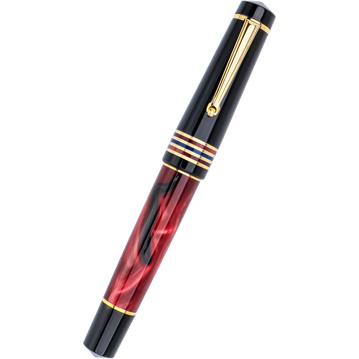 Delta Limited Edition Fountain Pen - Four Rings Crimson Night - Yellow Gold Trim - Steel Nib - Pen Boutique Ltd