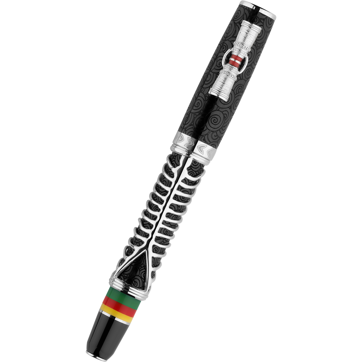 Delta Indigenous People Fountain Pen - Simbu Dancing Skeletons - Black - Silver Cage (Limited Edition)-Pen Boutique Ltd