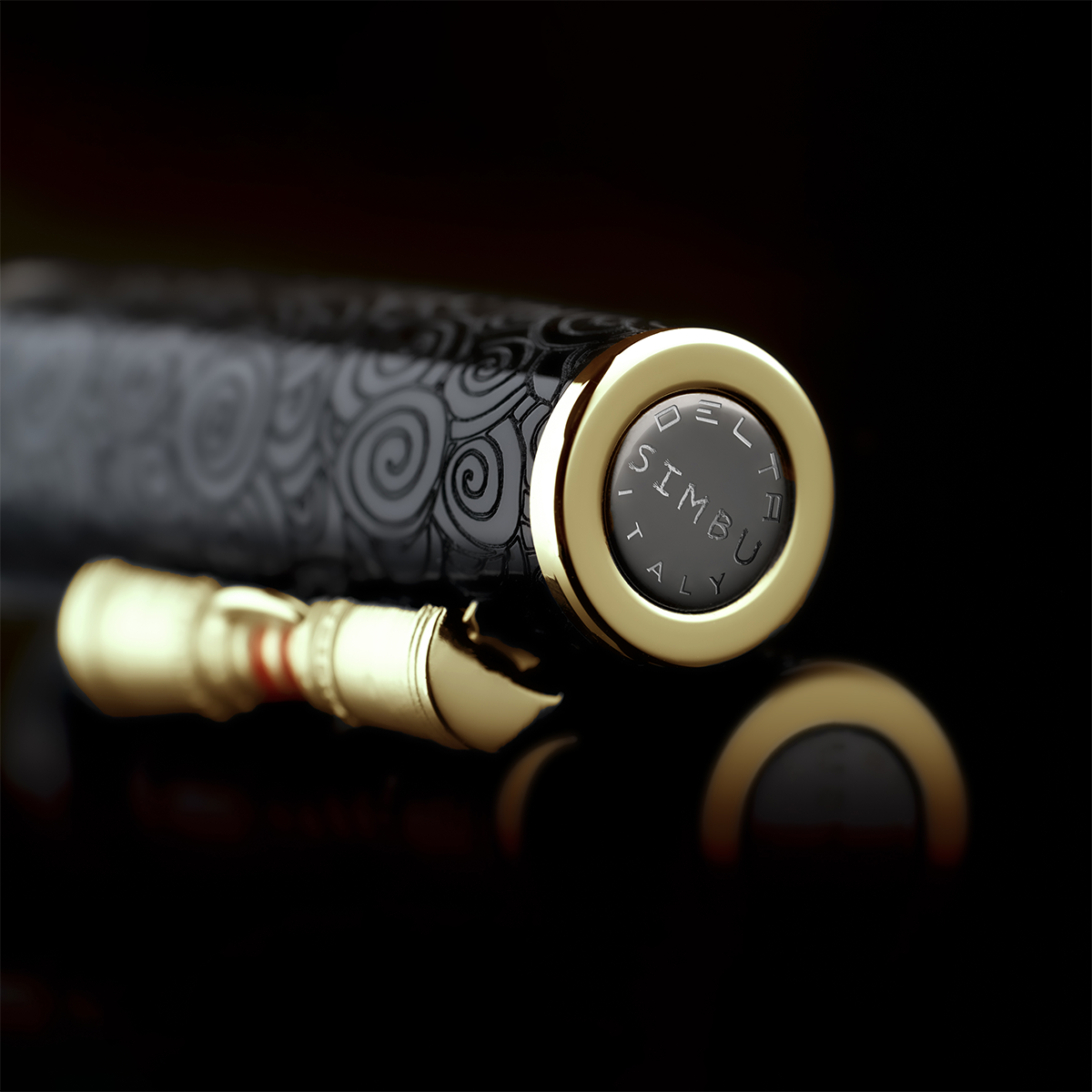 Delta Indigenous People Fountain Pen - Simbu Dancing Skeletons - Black Resin - Gold-Plated Sterling Silver Cage (Limited Edition)-Pen Boutique Ltd