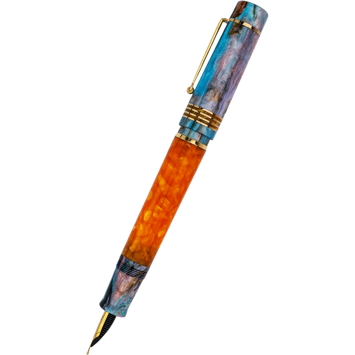 Delta Limited Edition Fountain Pen - DV Original - Orange Primary Manipulation 4.5 - Palladium Trim (Mid-Size)-Pen Boutique Ltd