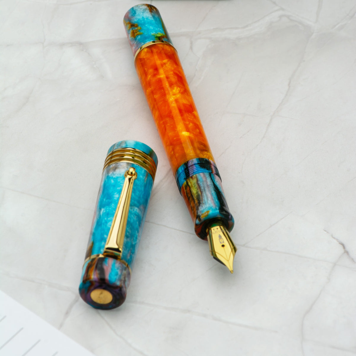 Delta Limited Edition Fountain Pen - DV Original - Orange Primary Manipulation 4.5 - Palladium Trim (Mid-Size)-Pen Boutique Ltd