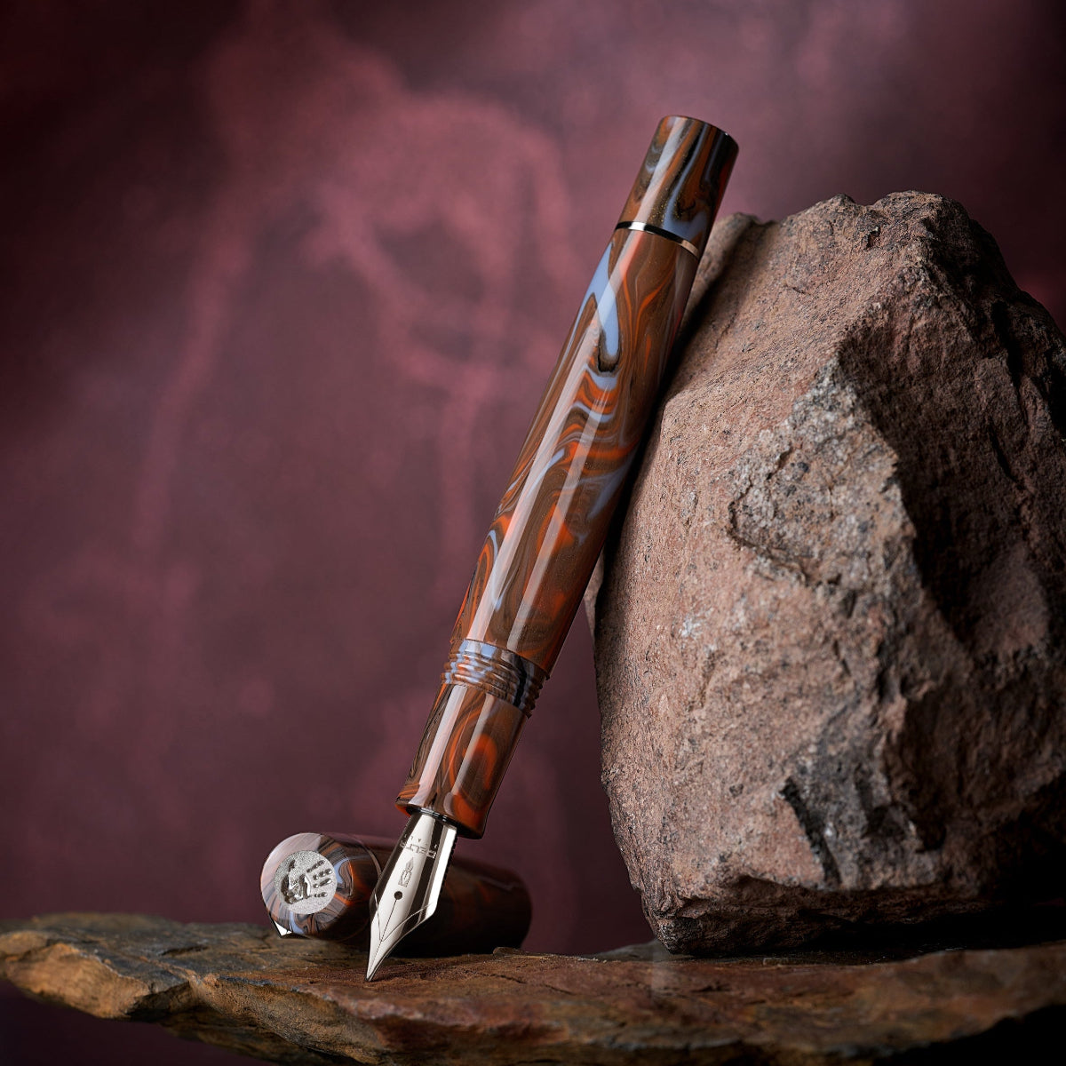 Delta Signs of the Time Fountain Pen - The Birth of Artistic Expression Cave Painting - Palladium Trim (Numbered Edition)-Pen Boutique Ltd