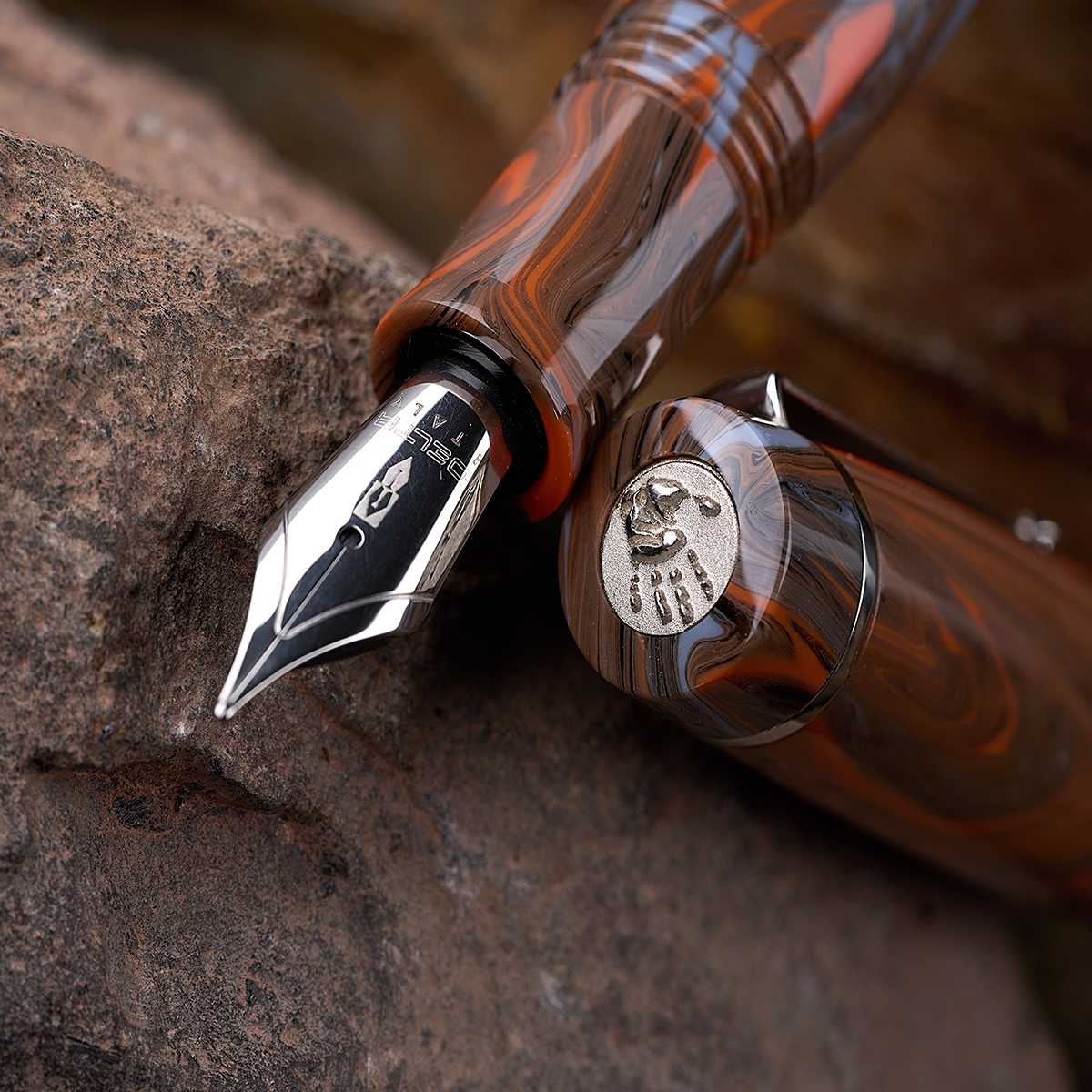 Delta Signs of the Time Fountain Pen - The Birth of Artistic Expression Cave Painting - Palladium Trim (Numbered Edition)-Pen Boutique Ltd