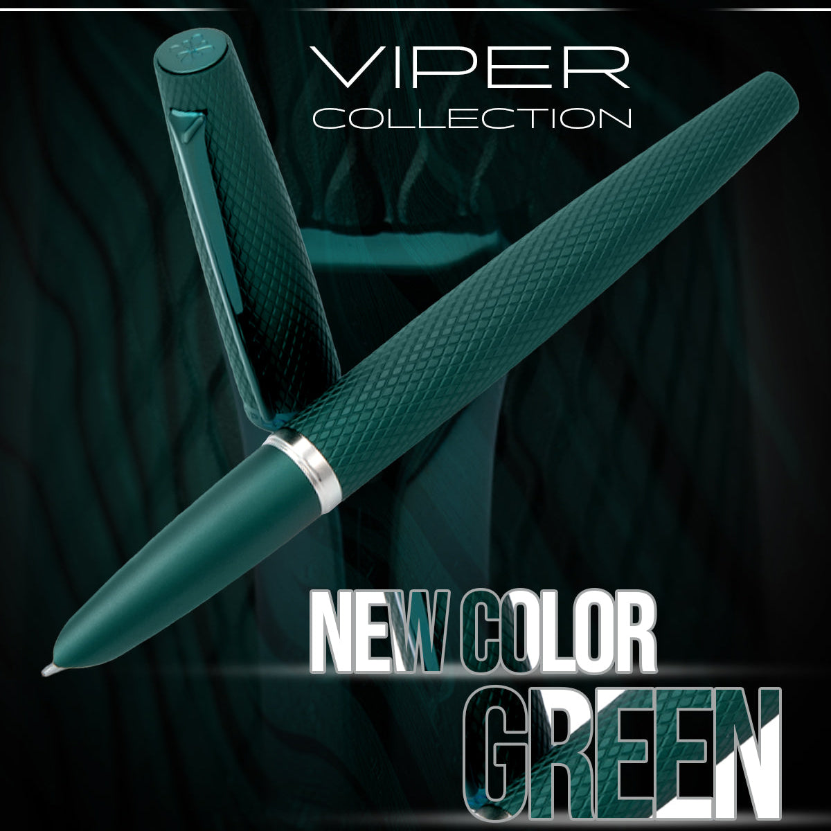 Diplomat Viper Fountain Pen - Green Quilloche-Pen Boutique Ltd