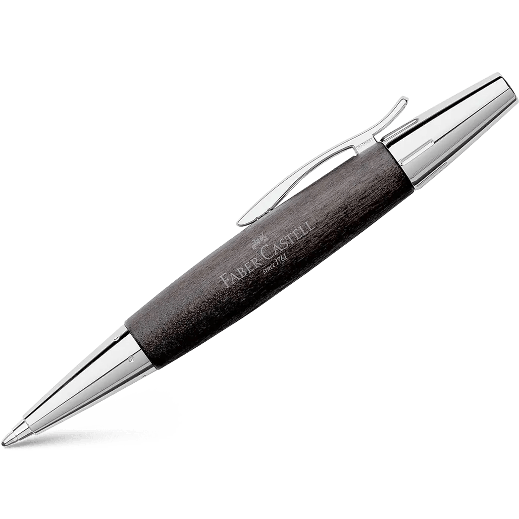 Faber-Castell Pearwood Barrel Black E-motion Ballpoint Pen - Pen Boutique Ltd