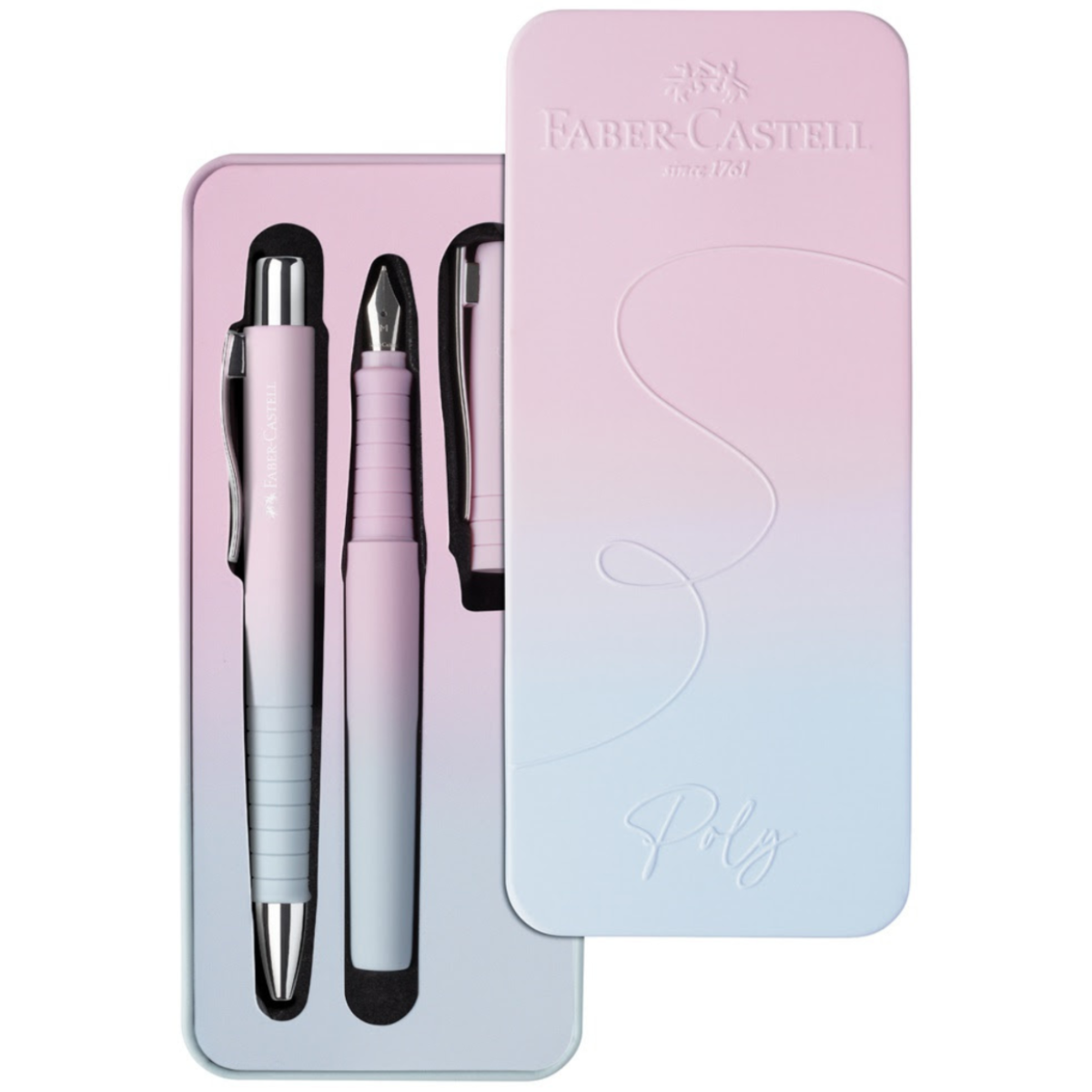 Faber-Castell Poly Flow Blushing Sky Fountain Pen & Ballpoint Gift Tin-Pen Boutique Ltd