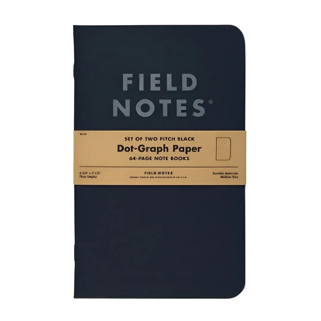 Field Notes Dot Graph - Pitch Black 2-pack 4¾" x 7½"-Pen Boutique Ltd