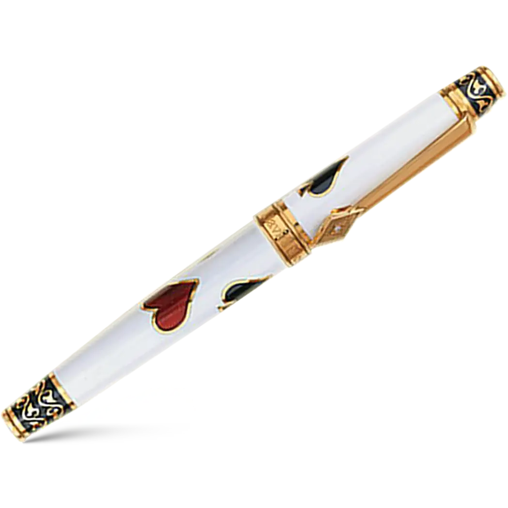 David Oscarson Les Quatre Couleurs w/ Gold Vermeil in Opaque White, Black and Translucent Ruby Red Hard Enamel Rollerball Pen-Pen Boutique Ltd