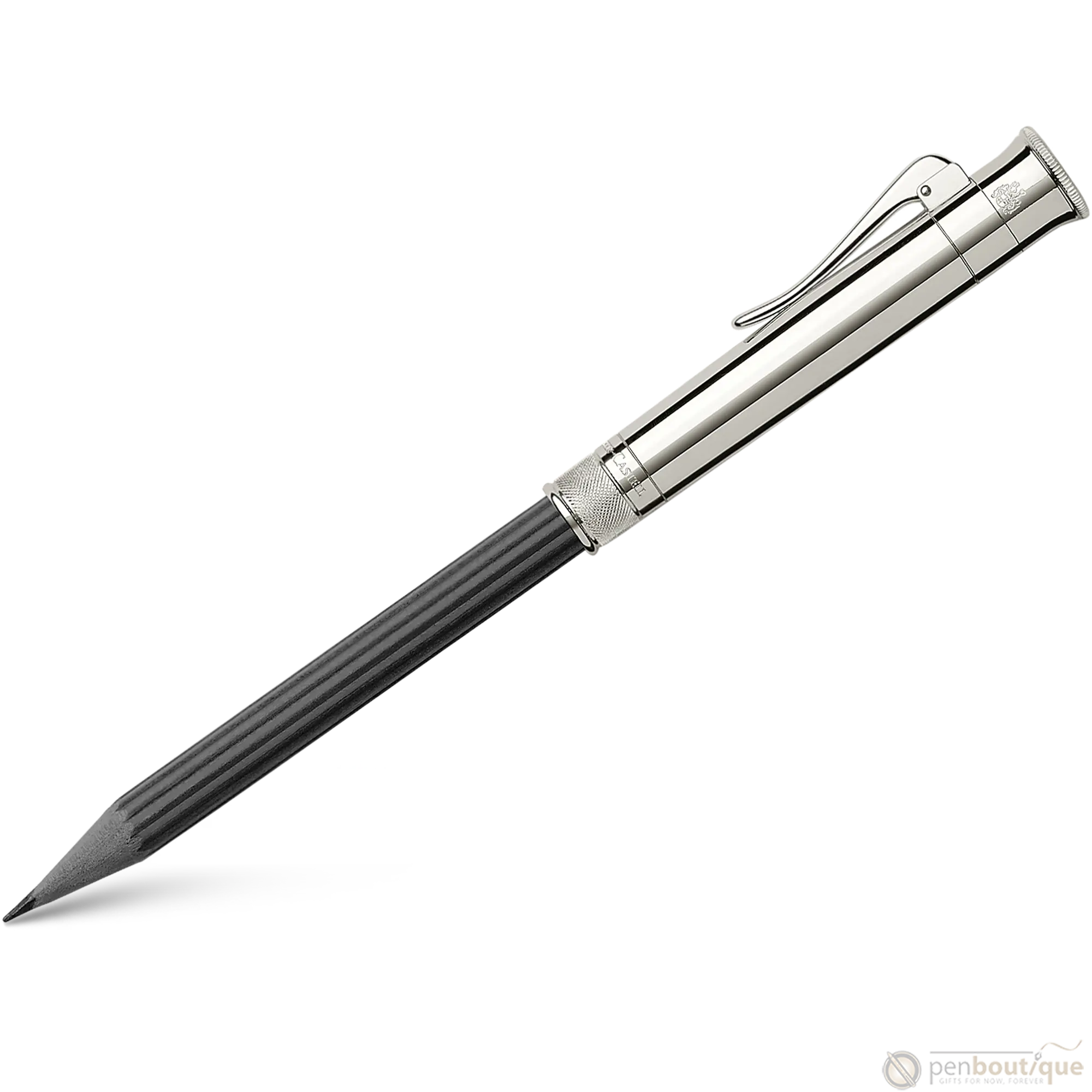 Graf Von Faber-Castell Perfect Pencil, Platinum Plated Cap, Black-Pen Boutique Ltd