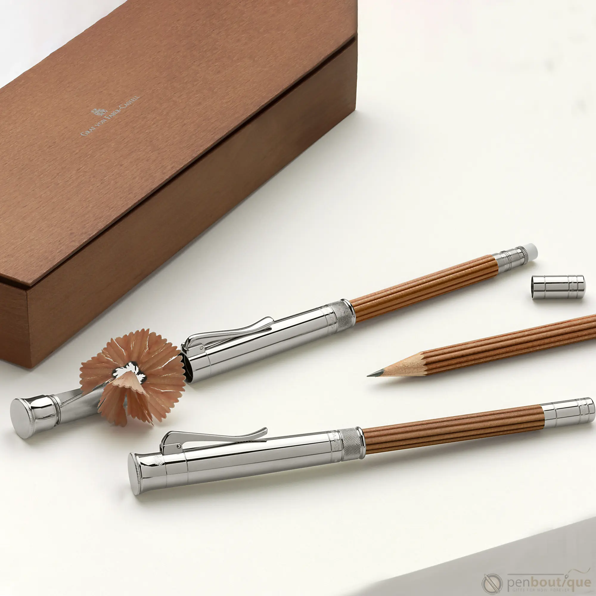 Graf Von Faber-Castell Perfect Pencil, Platinum Plated Cap, Brown-Pen Boutique Ltd