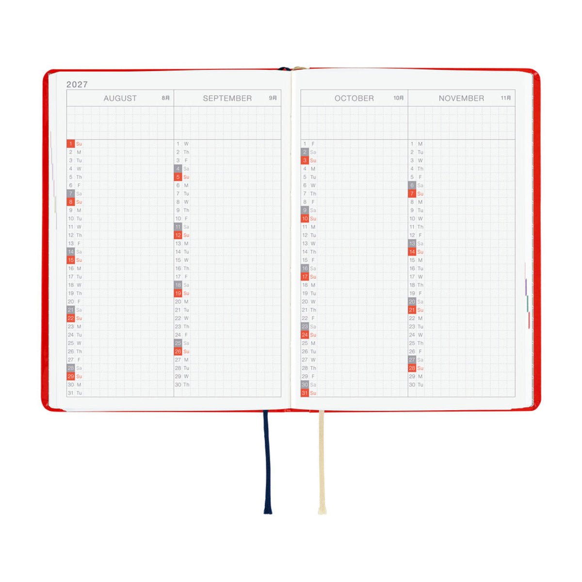 Hobonichi 2027 HON Light Hard Cover English Book - Yumi Kitagishi: White Cat and Rabbit’s Tea Room - A6 (January Start) - Pen Boutique Ltd