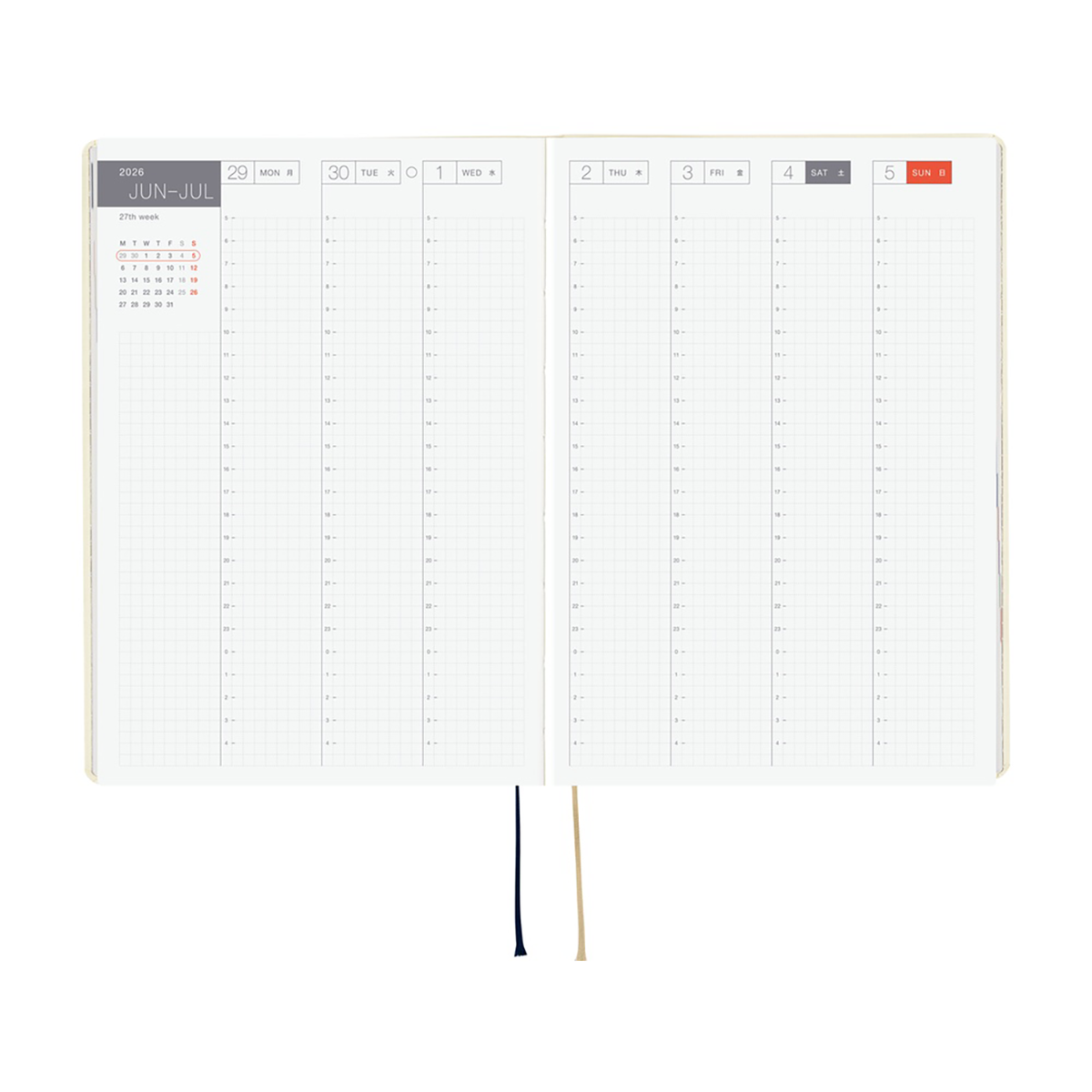 Hobonichi Hard Cover English Book - Slash (Ivory) & HON Stamped - A5 (January Start)-Pen Boutique Ltd