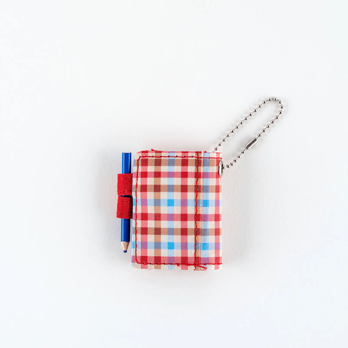 Hobonichi Techo Mini Keychain - Bright Plaid Notebook x Red Pen Loop - Pen Boutique Ltd