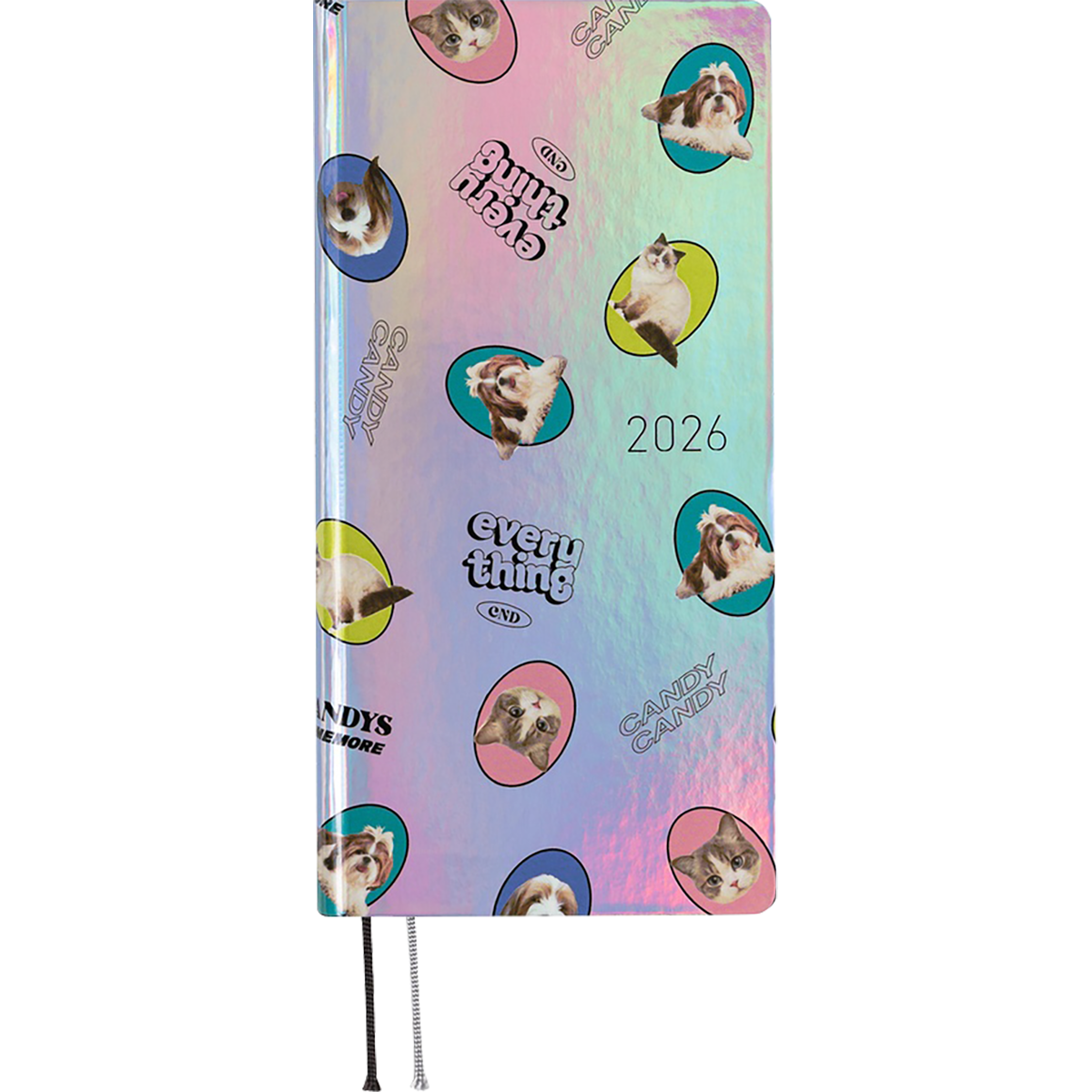 Hobonichi Light Hard Cover English Book - Candy Stripper: Random Dog & Cat (Aurora) - Tall & Slim (Weeks - January Start)-Pen Boutique Ltd