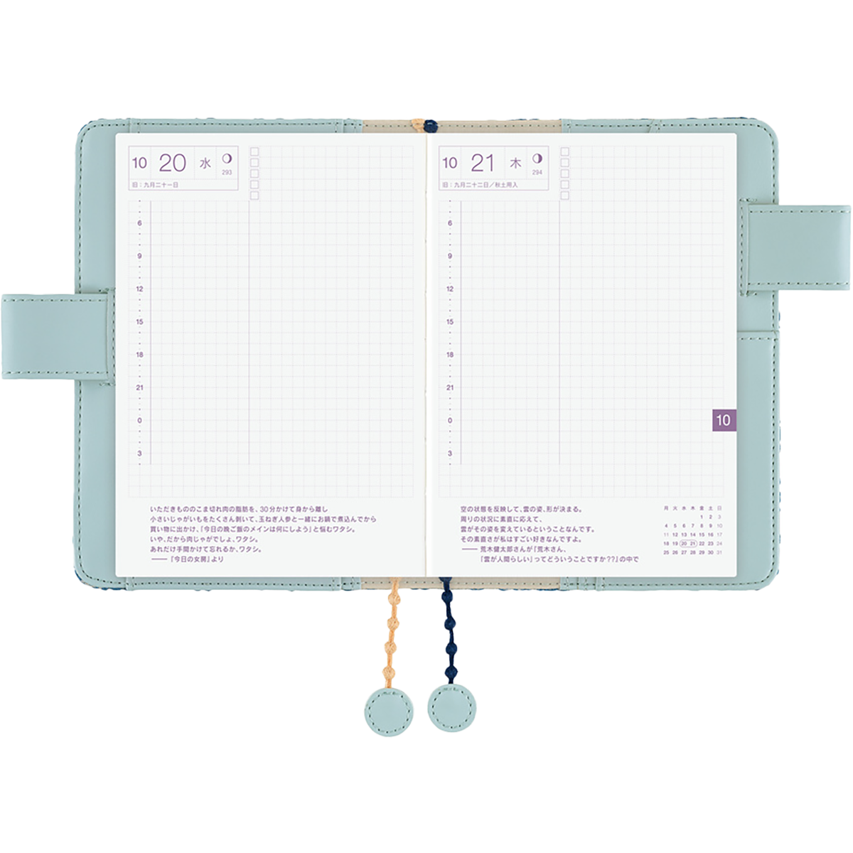 Hobonichi Japanese 2027 Book & Cover - Minä Perhonen: Felice (Blue) - A6-Pen Boutique Ltd