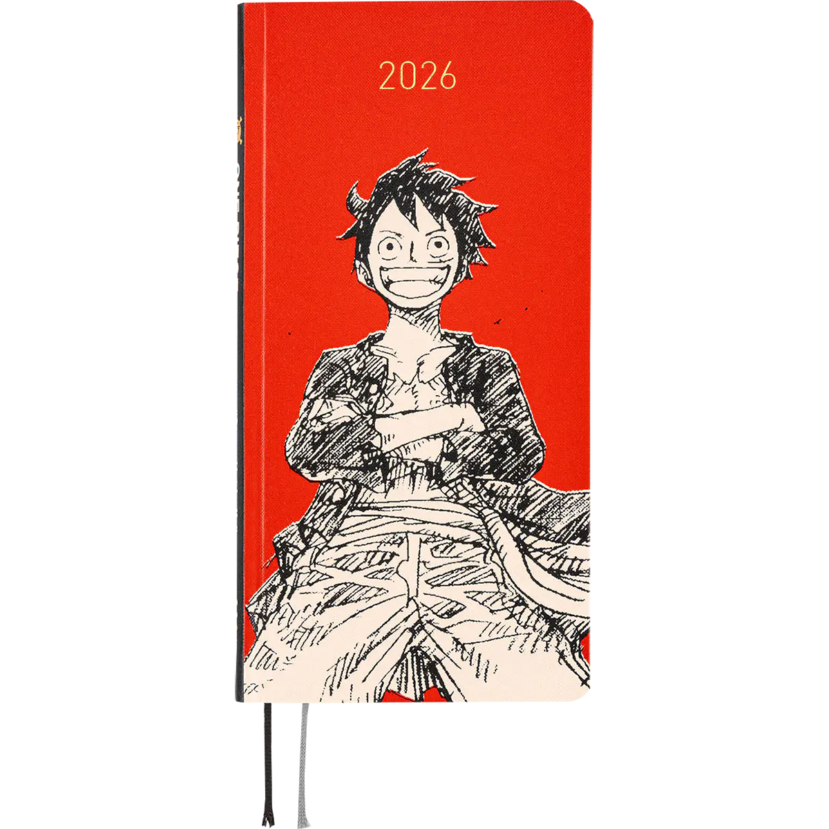 Hobonichi Light Hard Cover Japanese Book - ONE PIECE Magazine: Straw Hat Luffy - Red - Tall & Slim (Weeks - January Start)-Pen Boutique Ltd