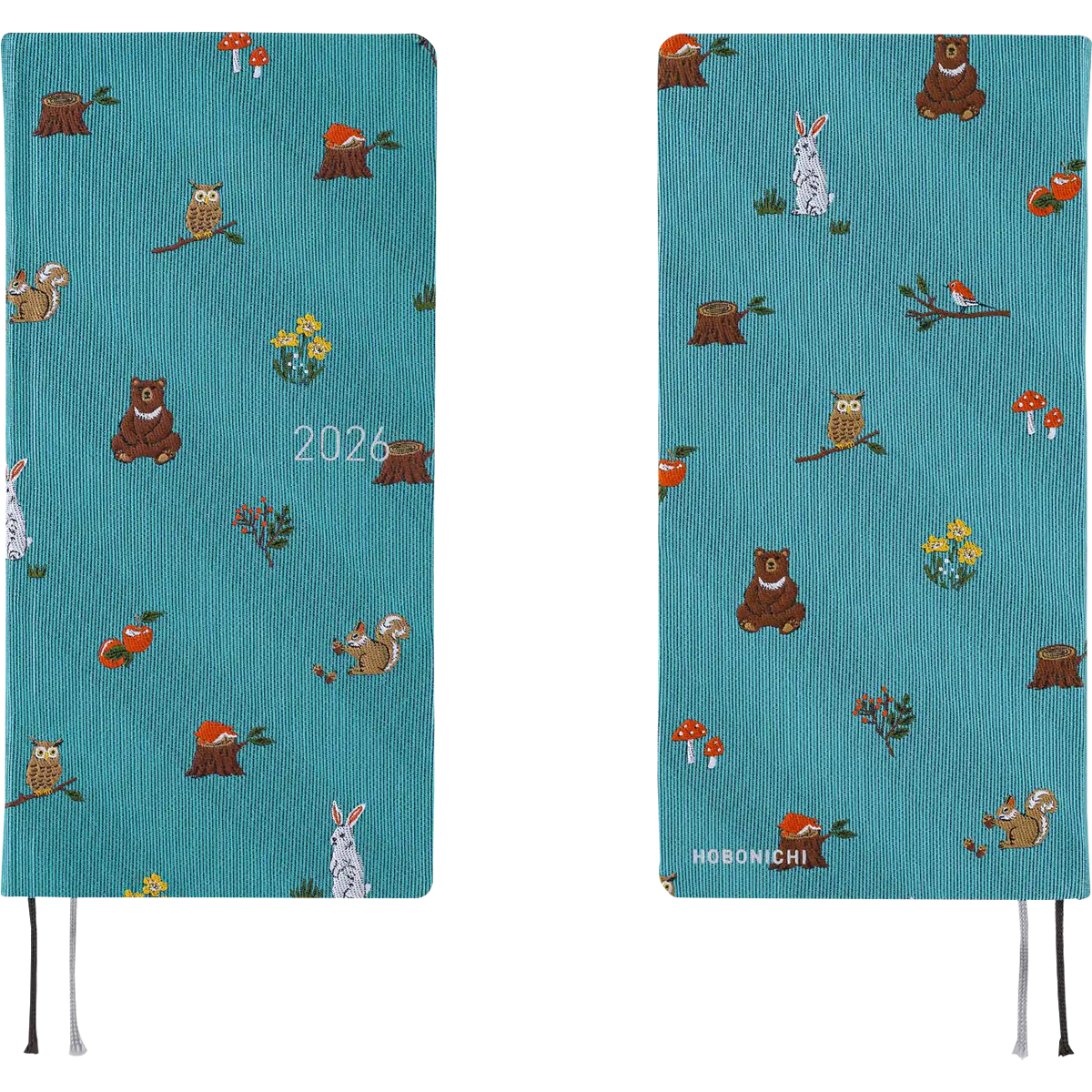 Hobonichi Light Hard Cover Mega English Book - Bow & Tie: In the Forest - Tall & Slim (Weeks - January Start)-Pen Boutique Ltd