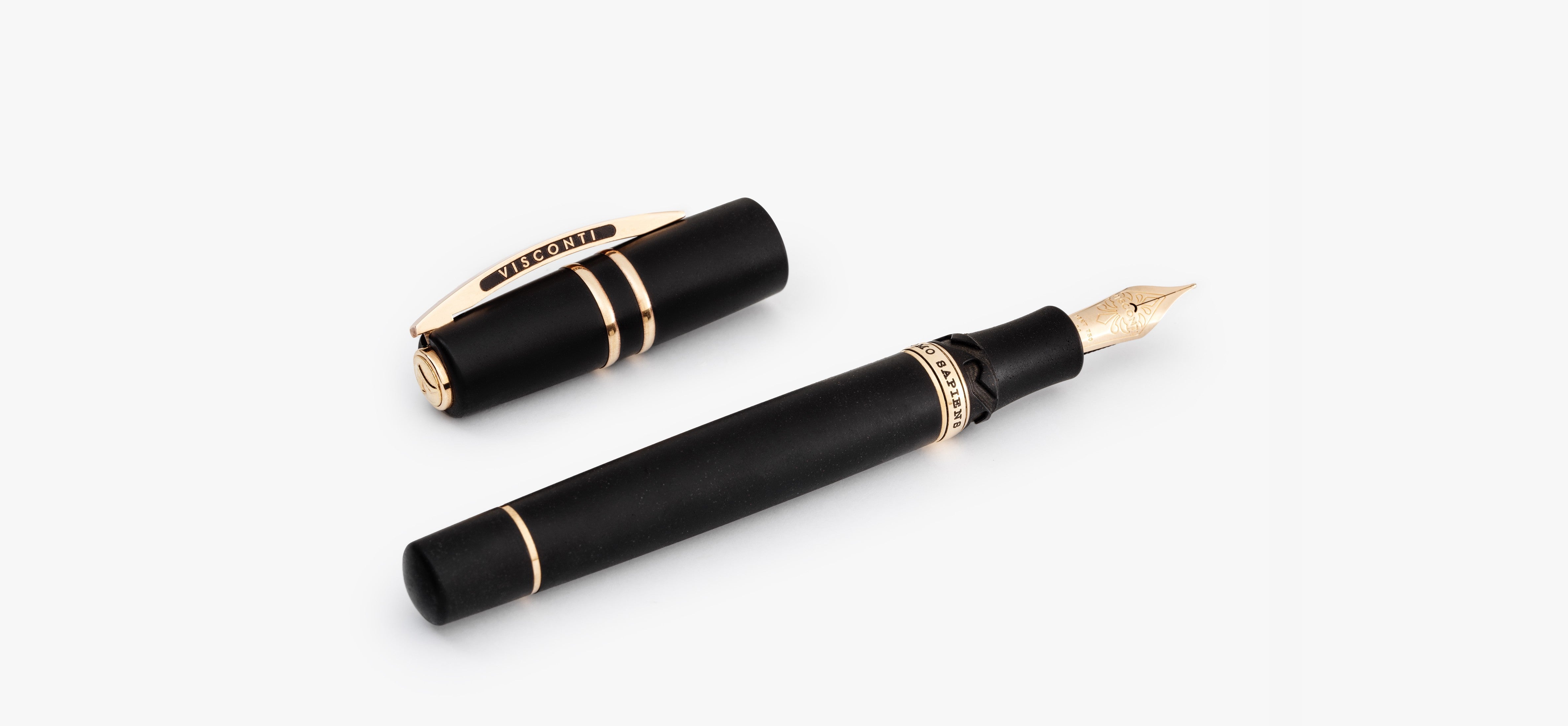 Visconti Homo Sapiens Fountain Pen – Volcano Lava Black – Bronze Trim-Pen Boutique Ltd