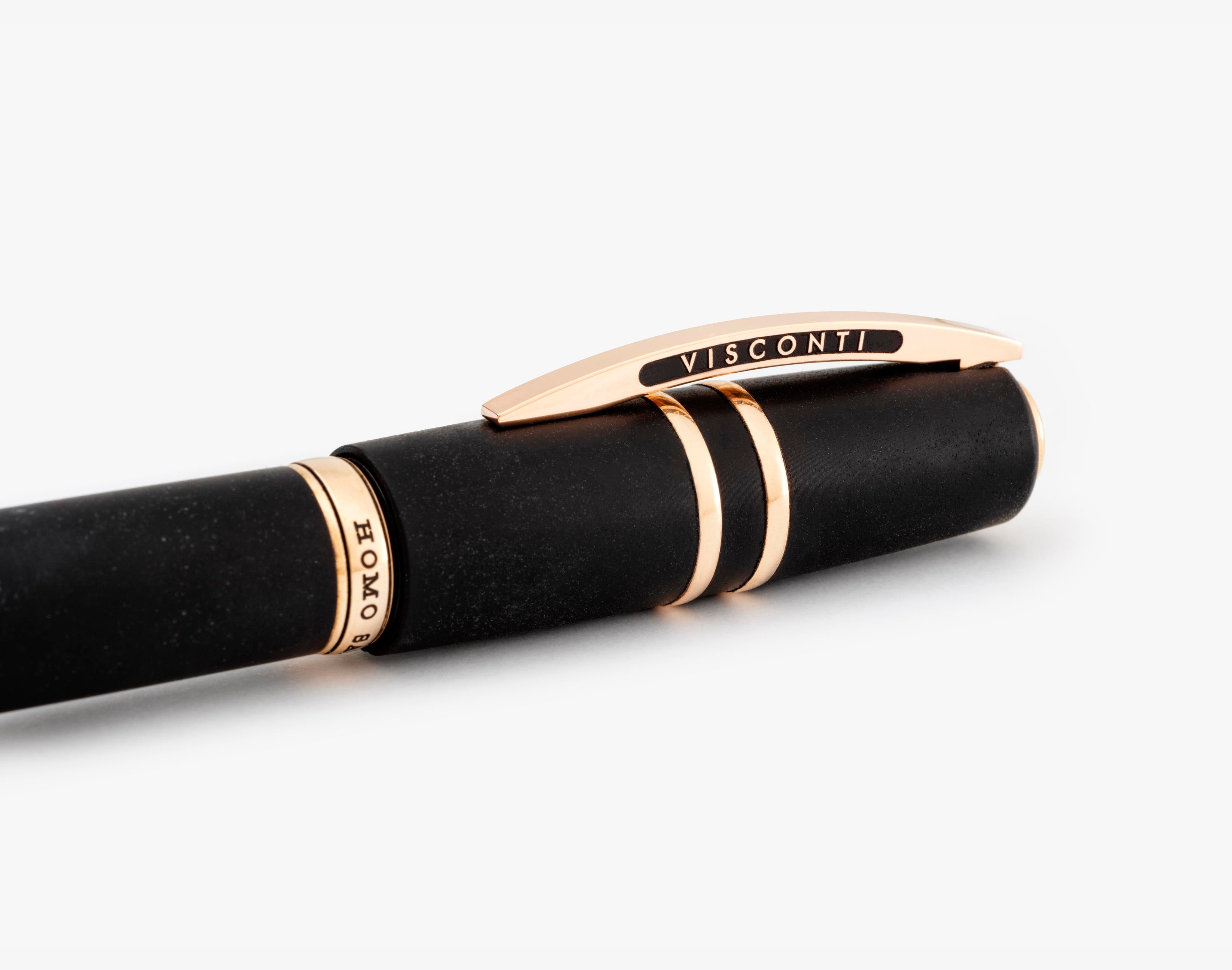 Visconti Homo Sapiens Fountain Pen – Volcano Lava Black – Bronze Trim-Pen Boutique Ltd