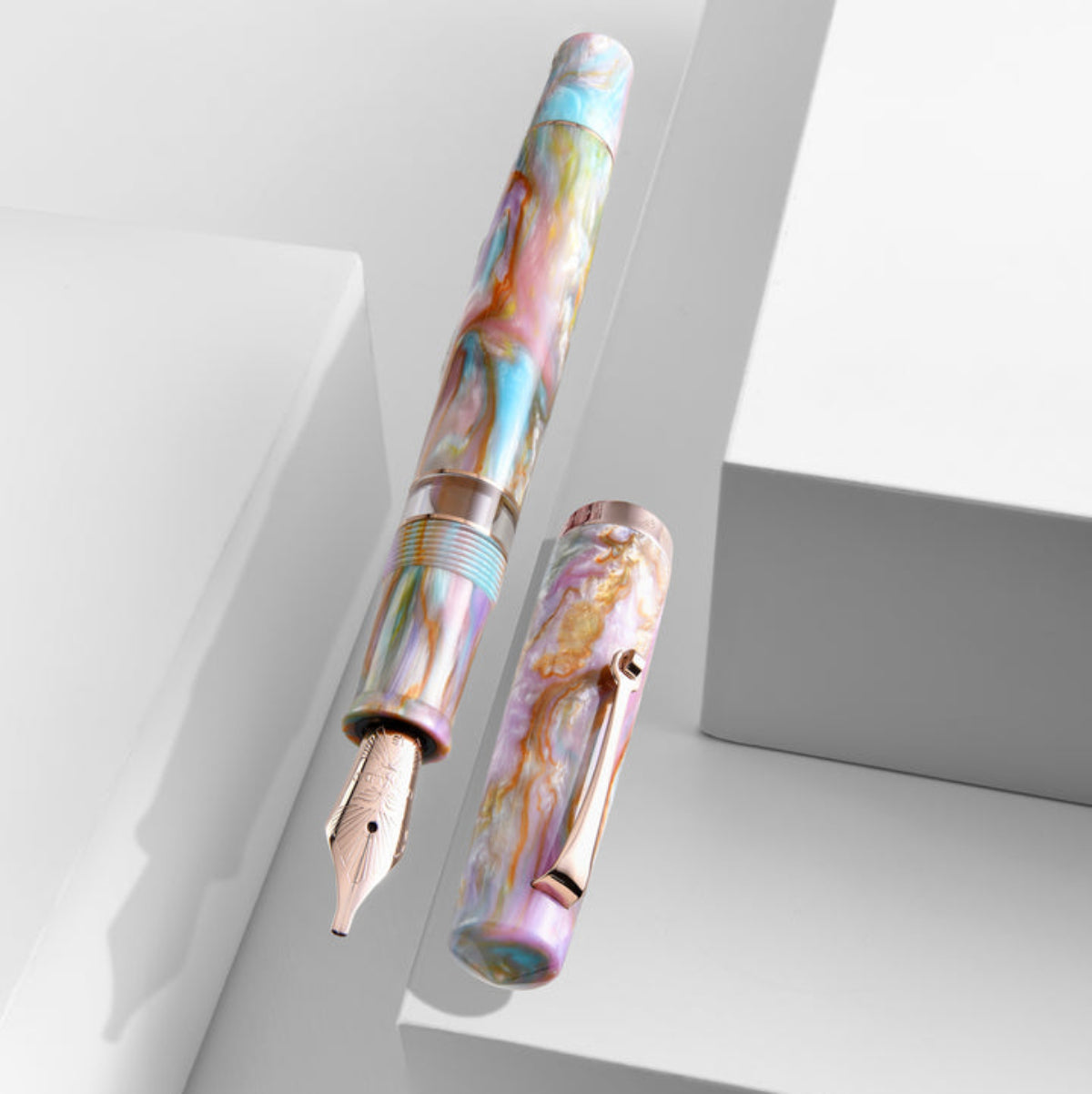 Leonardo Momento Magico Fountain Pen - Fantasie Primary Manipulation 4.0 - Rose Gold Trim-Pen Boutique Ltd