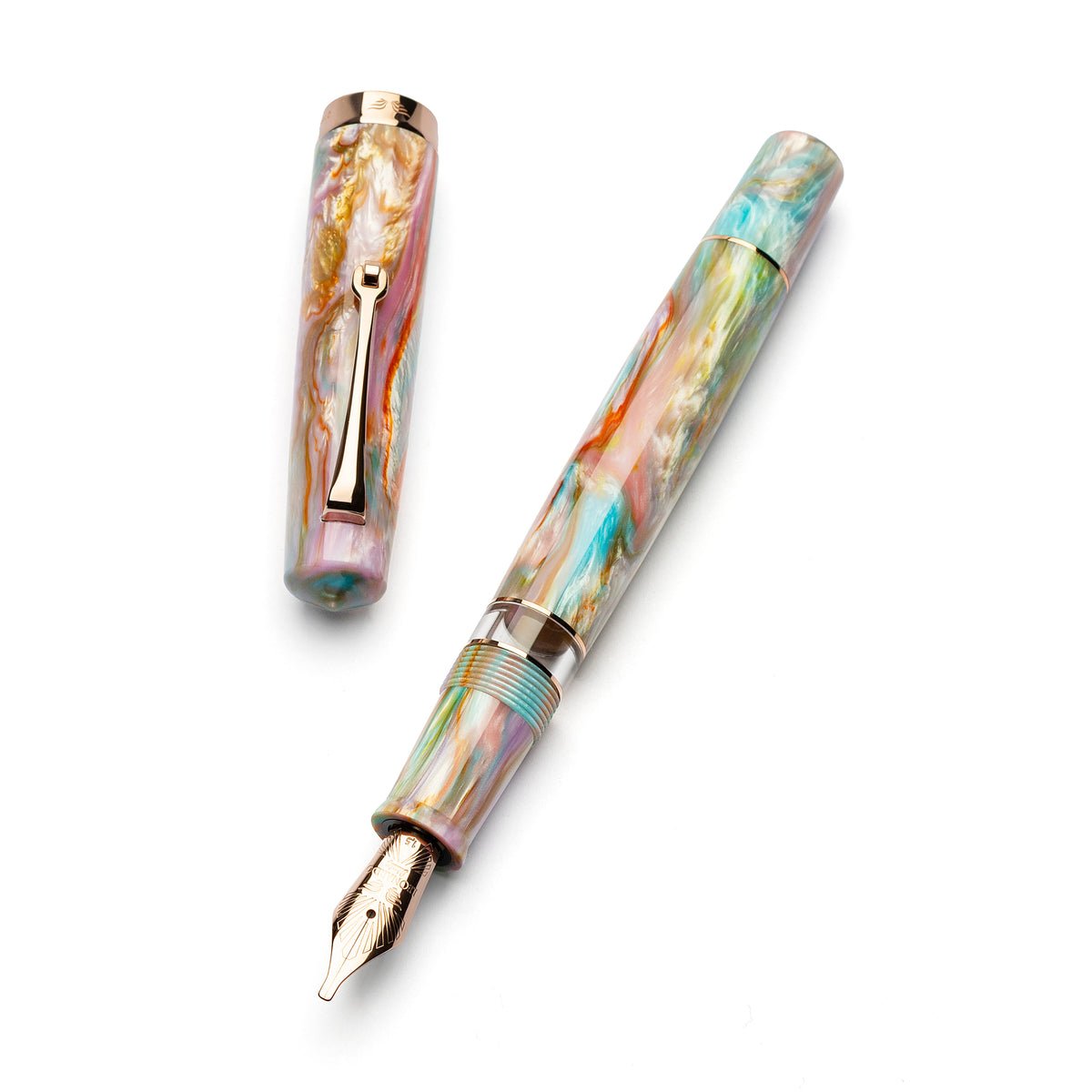 Leonardo Momento Magico Fountain Pen - Fantasie Primary Manipulation 4.0 - Rose Gold Trim - Pen Boutique Ltd