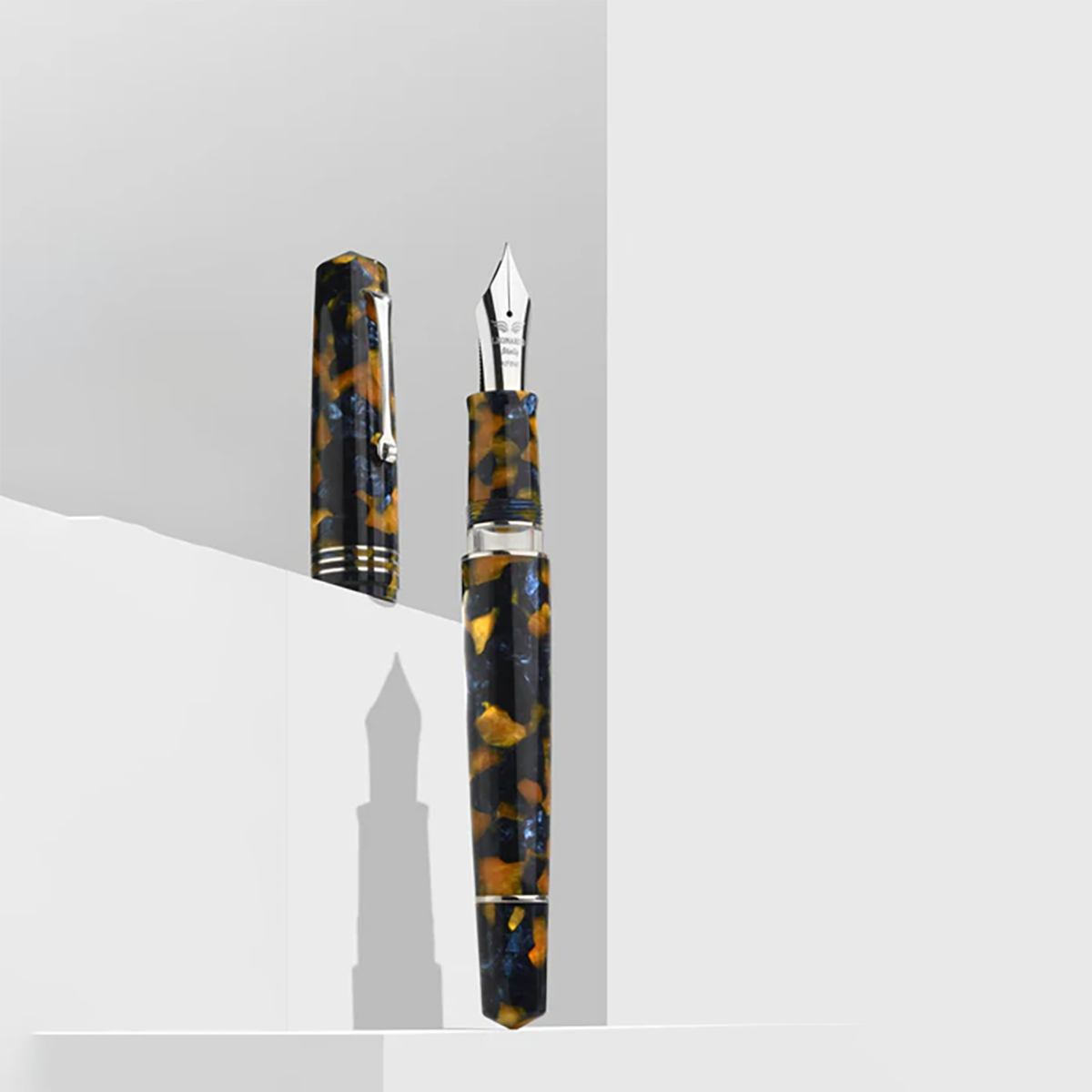 Leonardo Momento Zero Grande 2.0 Fountain Pen - Crepuscolo Marino - Chrome Trim - #8 Steel Nib-Pen Boutique Ltd