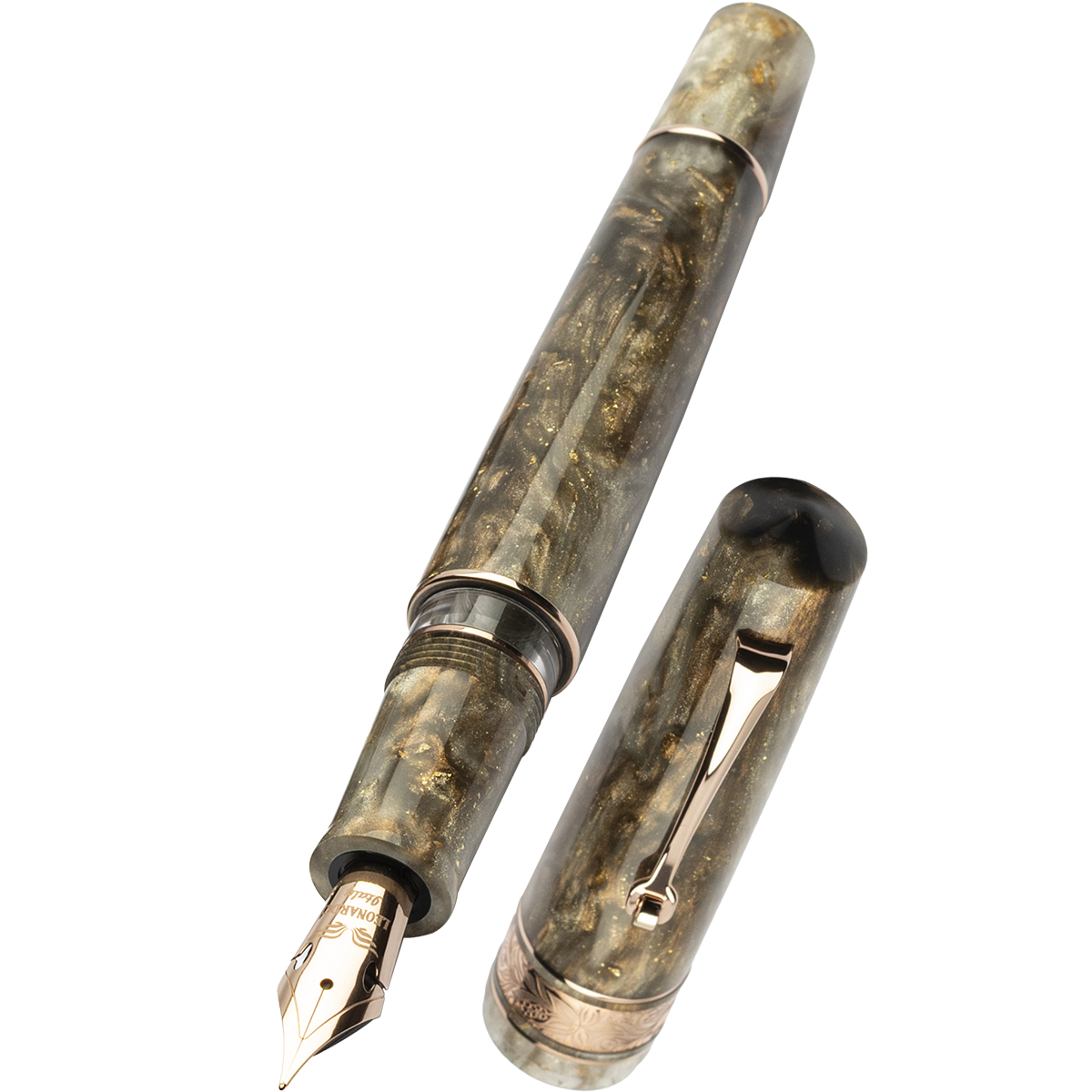 Leonardo Momento Zero Grande 2.0 Fountain Pen - The Power of Flower - Cosmos Chocolate Flower - Rose Gold Trim (Limited Edition)-Pen Boutique Ltd