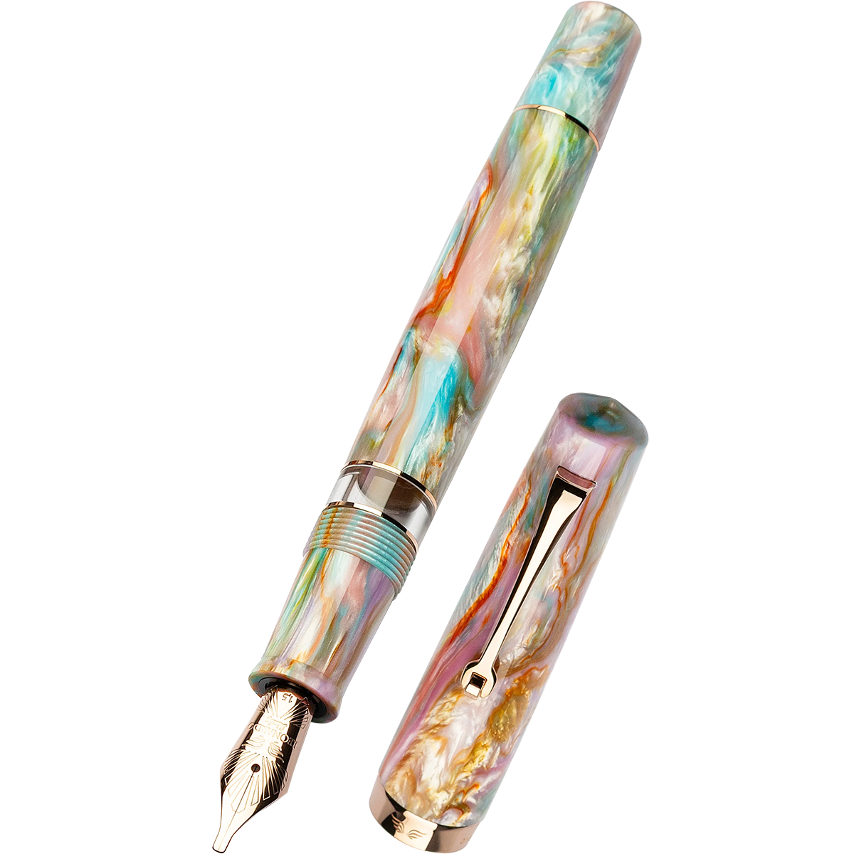 Leonardo Momento Magico Fountain Pen - Fantasie Primary Manipulation 4.0 - Rose Gold Trim - Pen Boutique Ltd