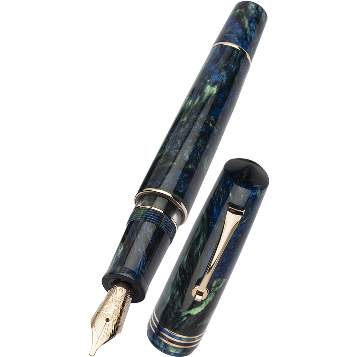 Leonardo Momento Zero Grande 2.0 Fountain Pen - The Power of Flower - Fiordaliso Blue - Rose Gold Trim (Limited Edition)-Pen Boutique Ltd
