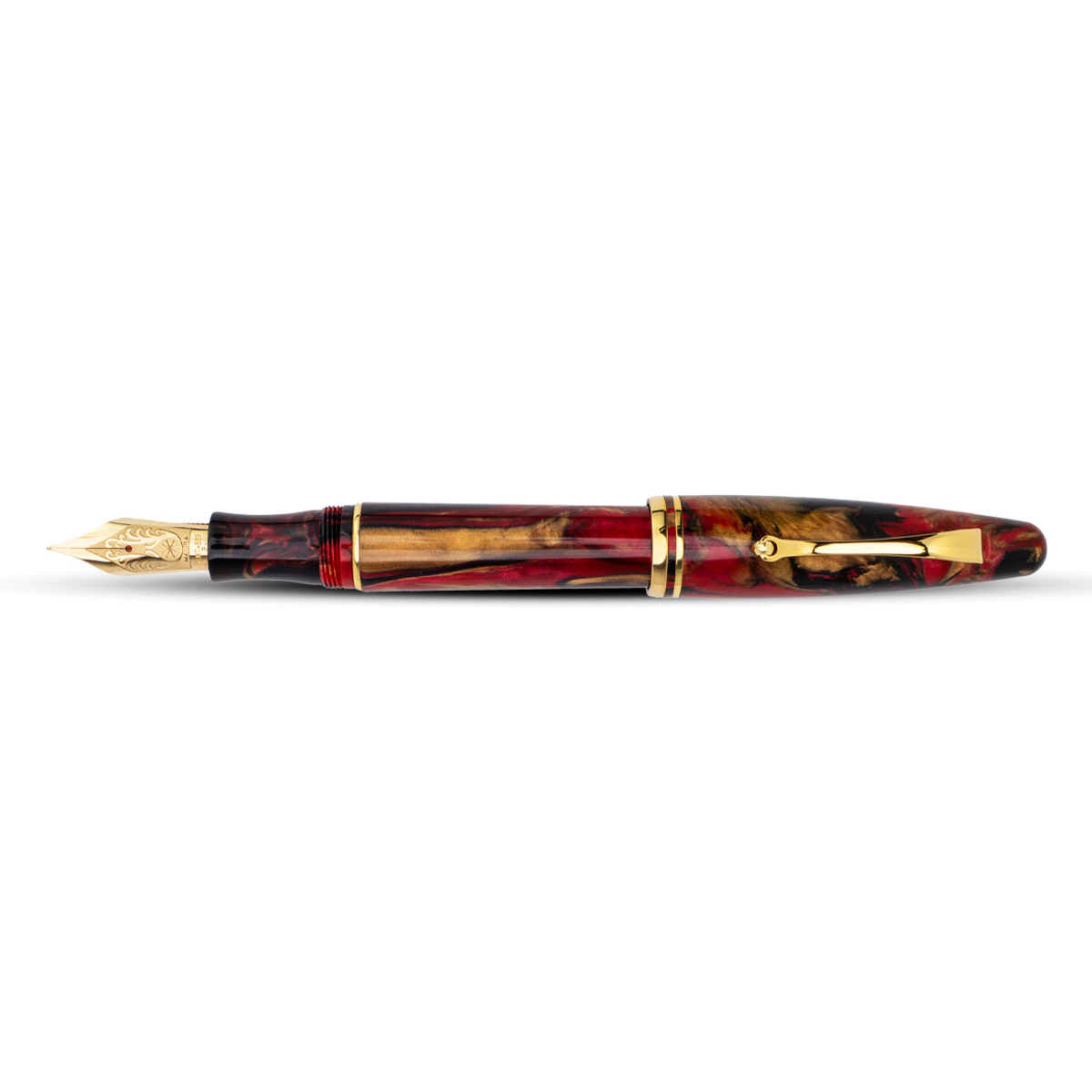 Maiora Ultra Ogiva Fountain Pen - Golden Rule - Gold Trim - 14K Gold Nib-Pen Boutique Ltd