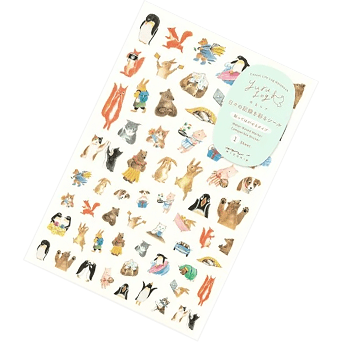 Midori Sticker Sheet - Yuru Log Animal - Pen Boutique Ltd