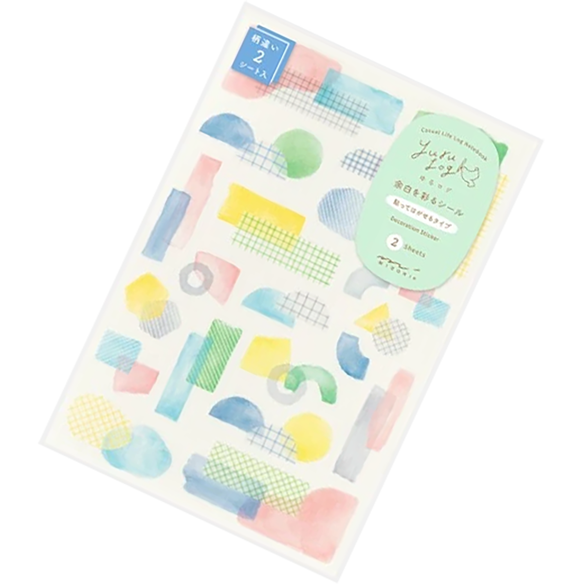 Midori Sticker Sheet - Yuru Log Collage Watercolor Motif