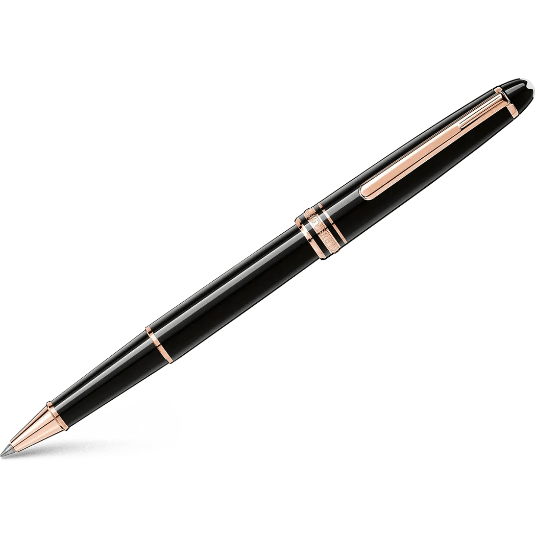 Montblanc Meisterstuck Rollerball Pen - Black - Red Gold Trim - Classique - Pen Boutique Ltd