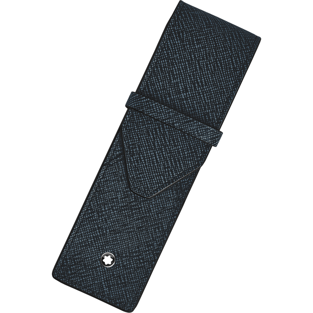 Montblanc Sartorial 2 Pen Pouch – Tweed Blue | Luxury Zipper Case