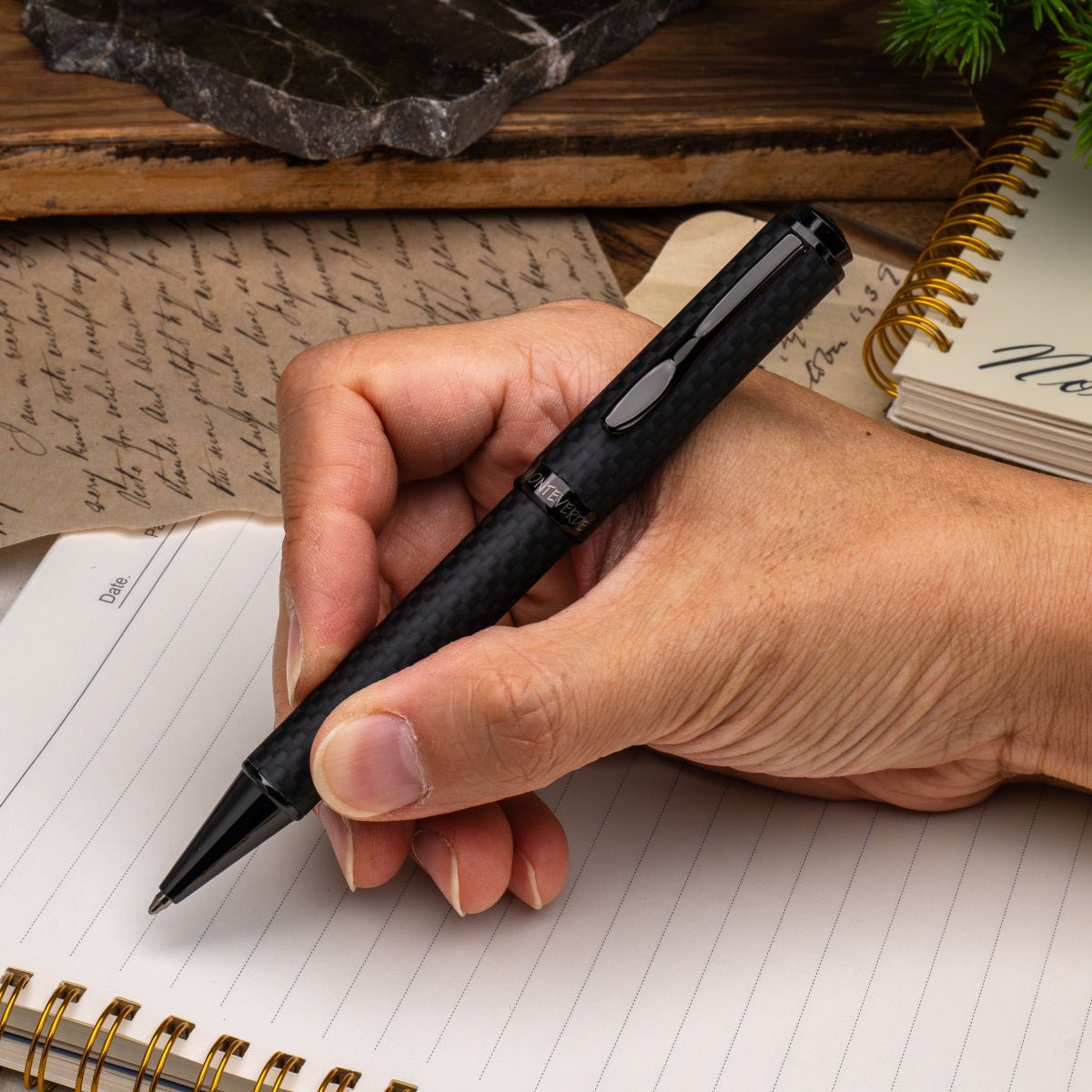 Monteverde Innova Ballpoint Pen - Matte Carbon Fiber - Gunmetal Trim - Pen Boutique Ltd