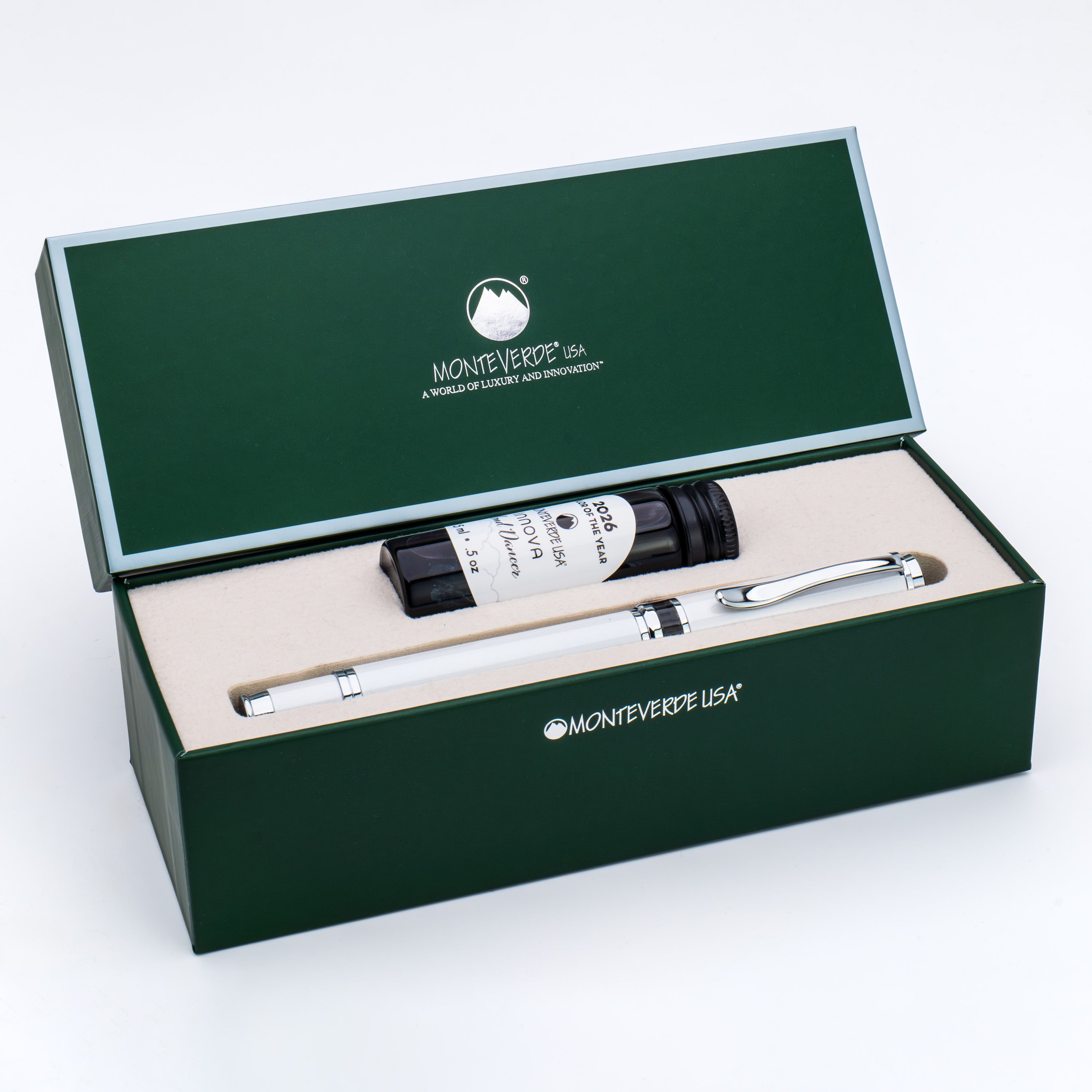 Monteverde Innova Fountain Pen - Limited Edition - Color of the Year 2026 Cloud Dancer - Chrome Trim + FREE 15ml Ink Bottle-Pen Boutique Ltd