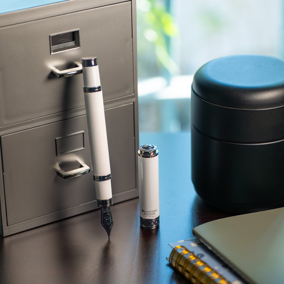 Monteverde Innova Fountain Pen - Limited Edition - Color of the Year 2026 Cloud Dancer - Gunmetal Trim + FREE 15ml Ink Bottle-Pen Boutique Ltd