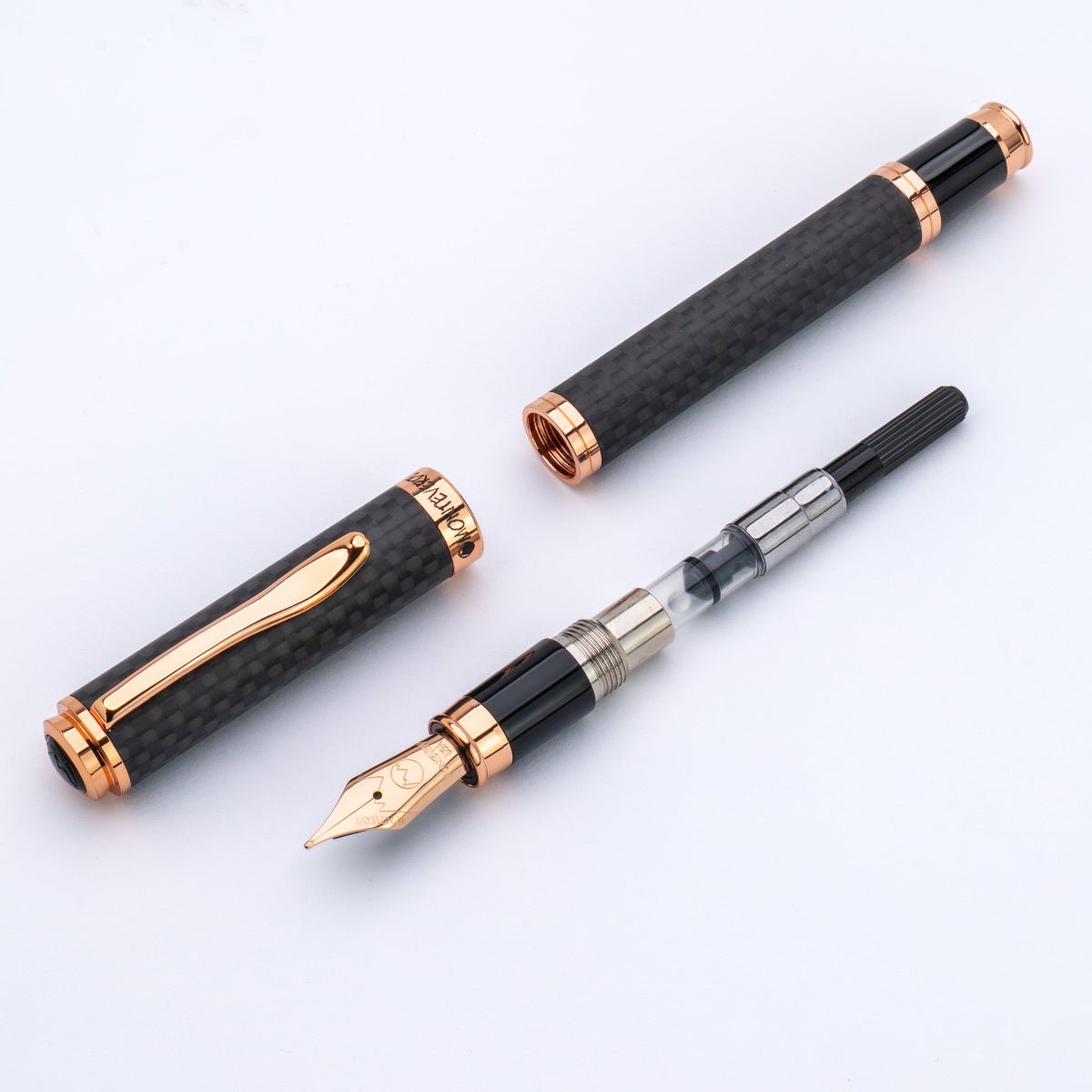 Monteverde Innova Fountain Pen - Matte Carbon Fiber - Rose Gold Trim - Pen Boutique Ltd